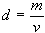 Density equation: density equals mass divided by volume