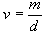 Density equation arranged to solve for volume: volume equals mass divided by density
