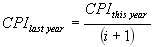 consumer price index CPI of last year