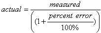 percent error equation arranged to solve for actual value