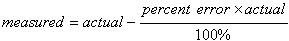 percent error equation arranged to solve for measured value