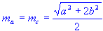 Median of sides a and c