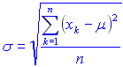 standard deviation of a population