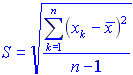 standard deviation of a sample