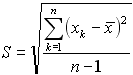 sample standard deviation