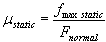 static friction coefficient