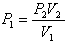 Boyle's Law equation arranged to solve for pressure at state 1