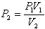 Boyle's Law equation arranged to solve for pressure at state 2