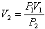 Boyle's Law equation arranged to solve for volume at state 2