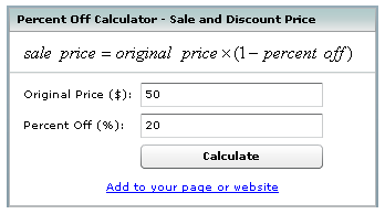 percent off widget calculator
