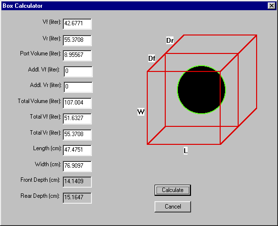 Bandpass Subwoofer Box Enclosure Calculator Speaker Cabinet Program