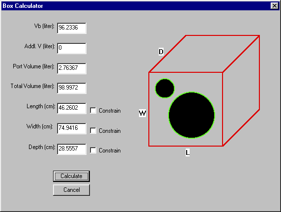 vented ported subwoofer box enclosure calculator speaker