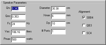 vented subwoofer input parameters