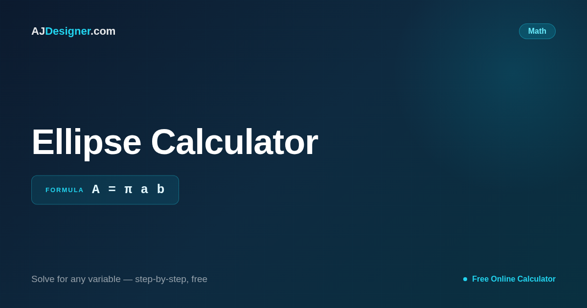 Ellipse Calculator — Area = πab, Perimeter | Free Online Tool