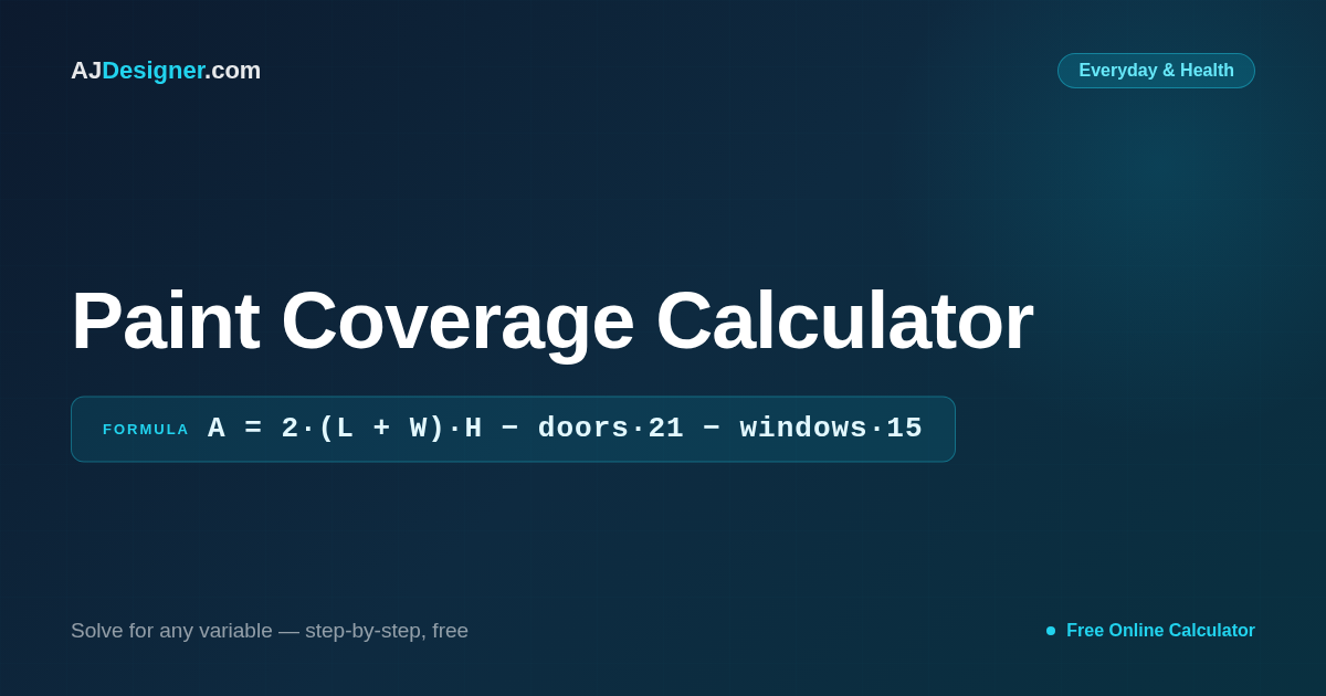 Paint Coverage Paint Coverage Calculator — Gallons of Paint Needed by Room