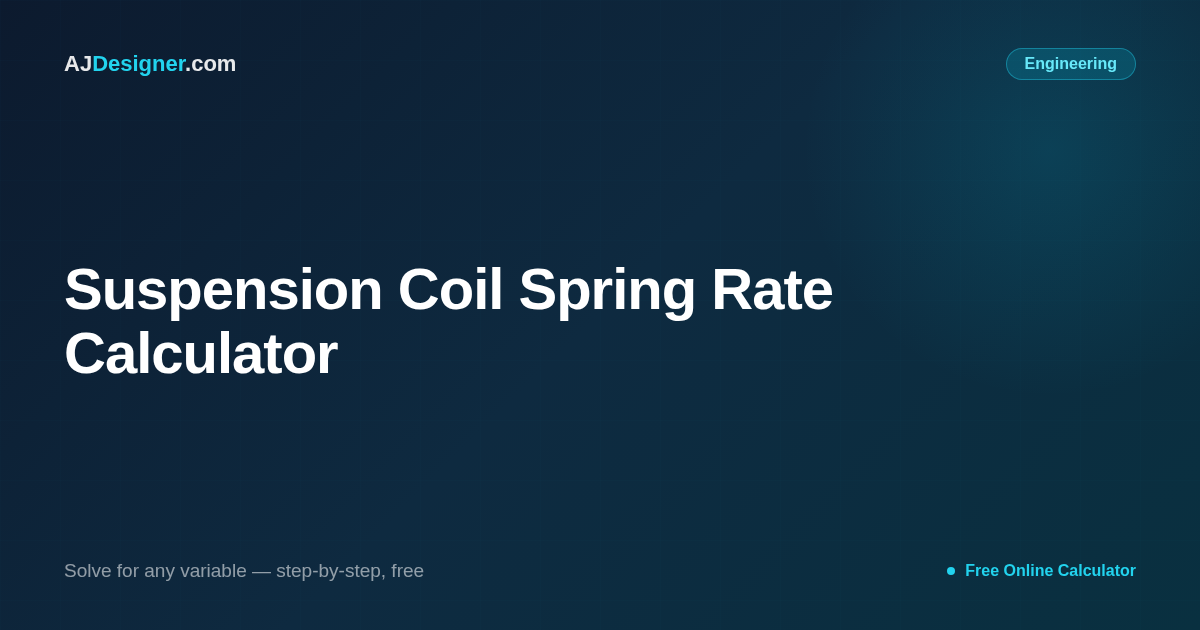 Coil Spring Rate Calculator — k = Gd⁴ / (8D³n)