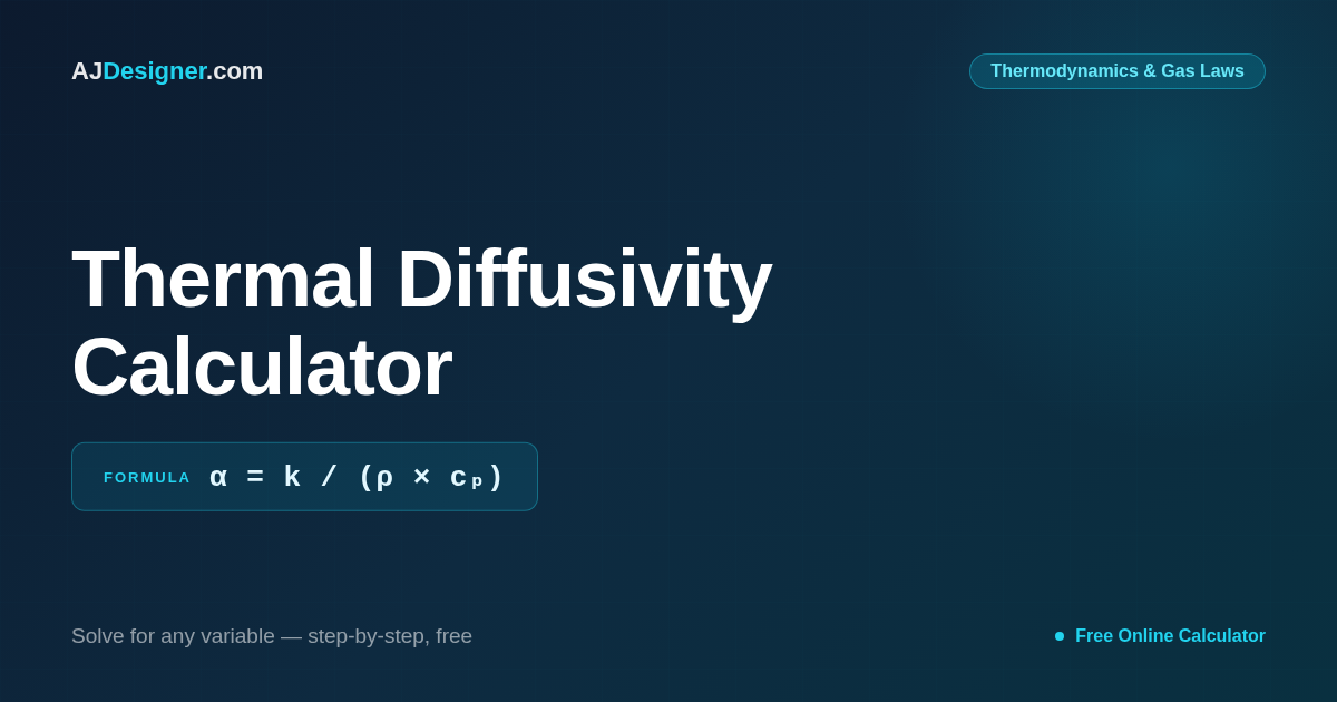 Thermal Diffusivity Calculator | k/(p*cp)