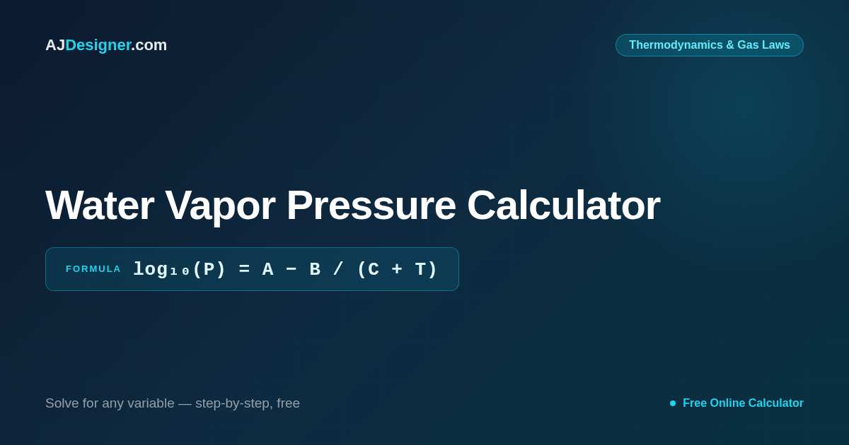 vap formula Water Vapor Pressure Calculator