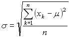 population standard deviation equation