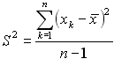 sample variance equation