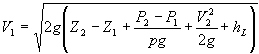 Velocity at Point 1