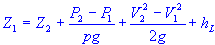 static head or elevation at point 1