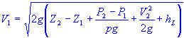 velocity at point 1