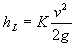 Minor Losses Equations