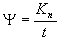 Mathematical equation showing the relationship between permittivity (Ψ), normal hydraulic conductivity (Kₙ), and geotextile thickness (t).