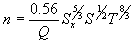 manning's coefficient