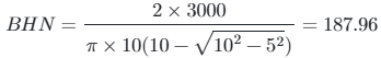 Brinell Hardness Number example calculation