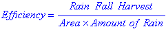 rainfall harvest equation arranged to solve for system efficiency