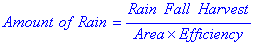 rainfall harvest equation arranged to solve for amount of rain