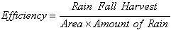rainfall harvest equation arranged to harvesting efficiency