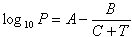 Antoine equation for saturated vapor pressure