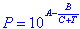 Antoine equation arranged to solve for saturated vapor pressure