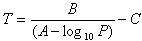 Antoine equation arranged to solve for temperature