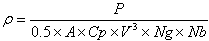 wind power equation arranged to solve for air density